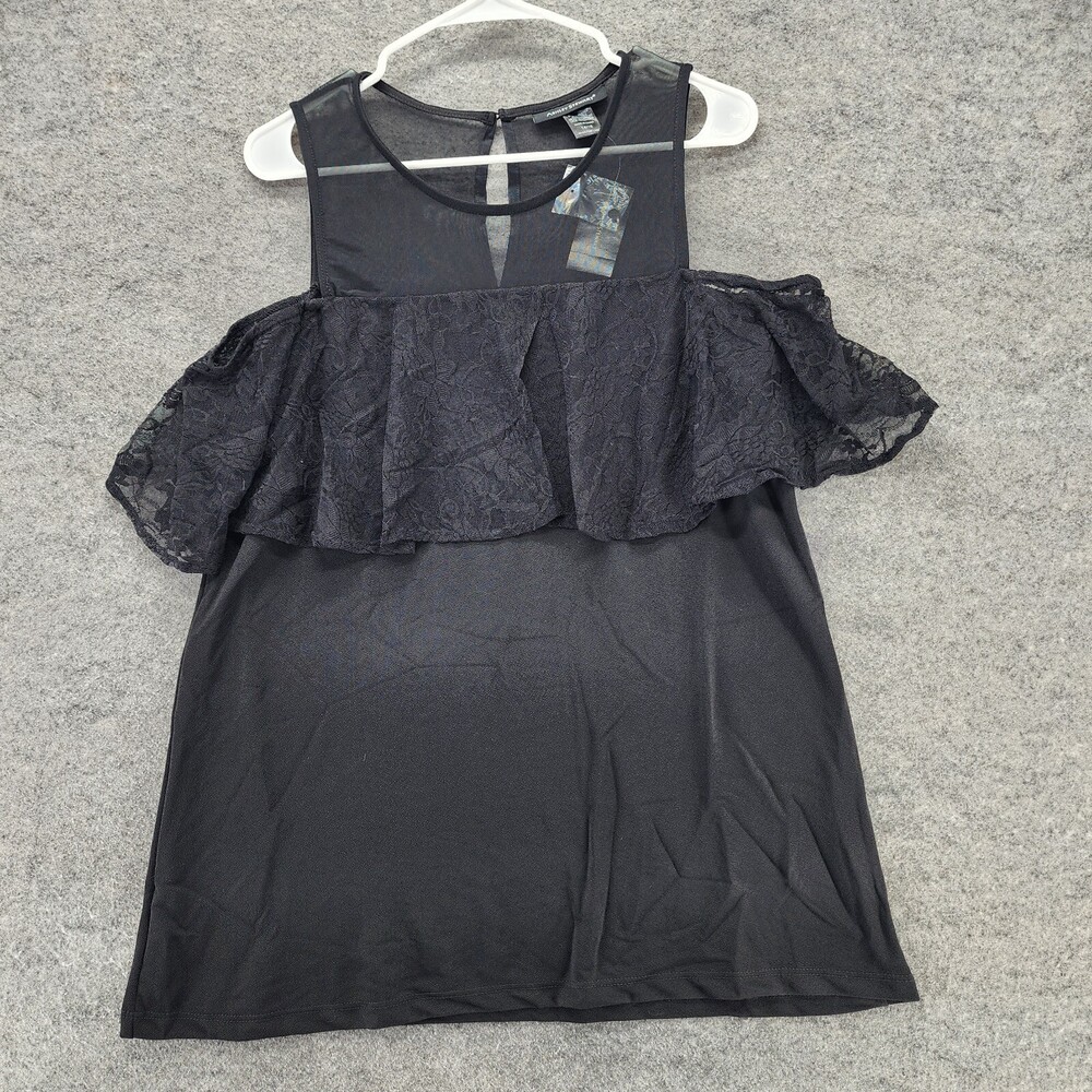 Ashley Stewart Shirt Womens 14/16 Sleeveless Black Cold Shoulder